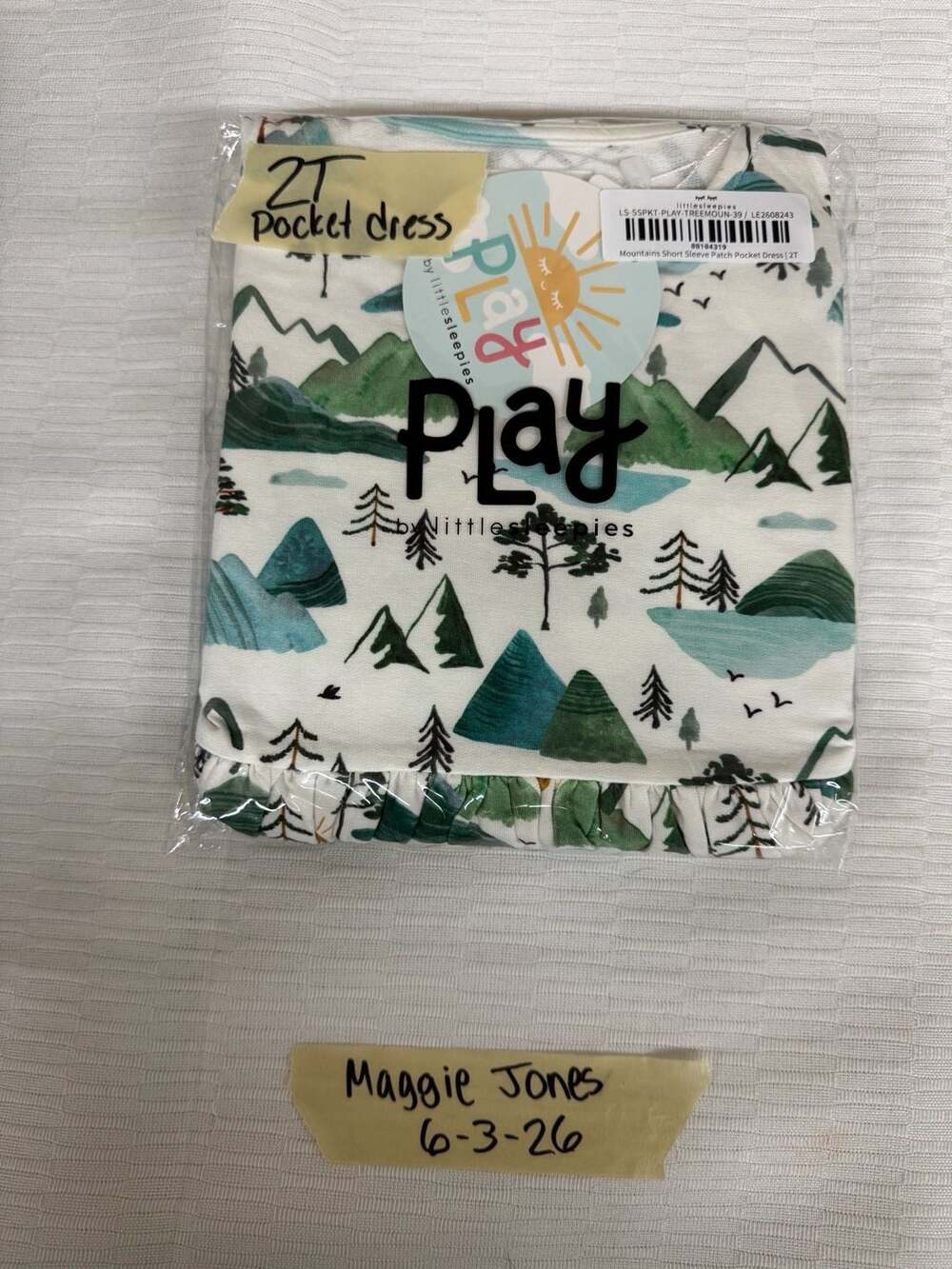 Little Sleepies Play Mountains Short Sleeve Patch Pocket Dress 2T